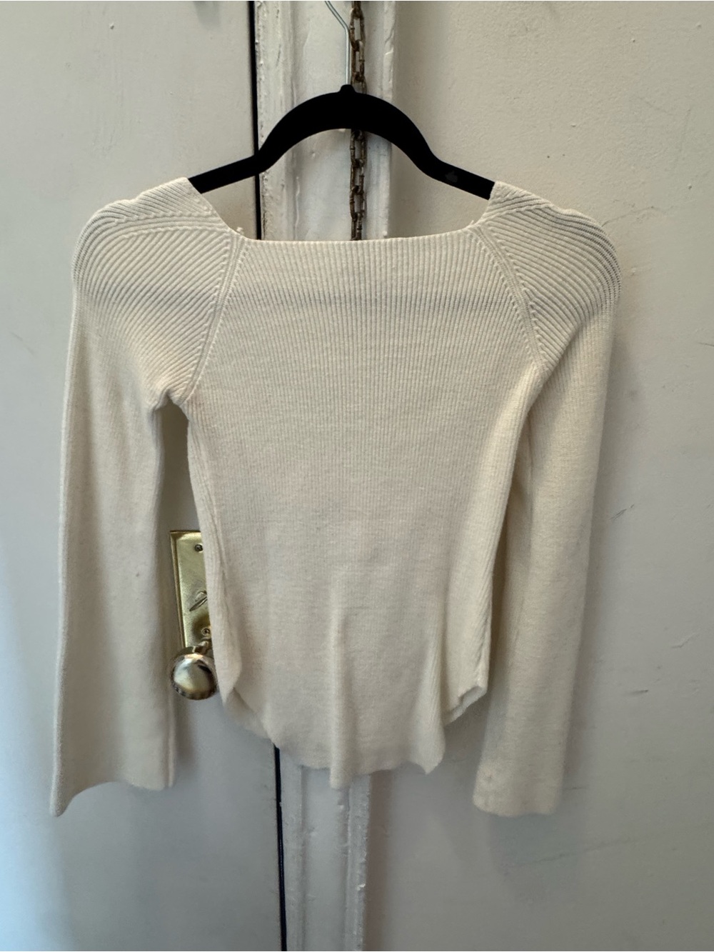 Cream Off-Shoulder Sweetheart Ribbed Sweater - Picture 4 of 4